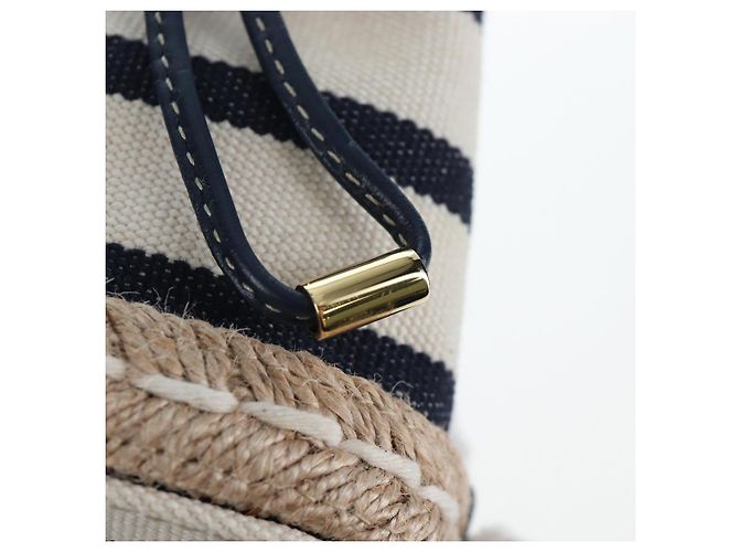 PRADA Pochette a spalla con catena Canvas Navy Gold Auth LN217M D'oro Blu navy - vista 16