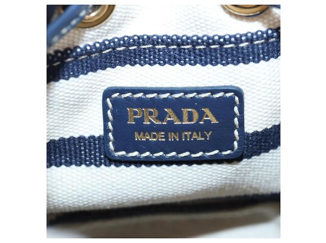 PRADA Pochette a spalla con catena Canvas Navy Gold Auth LN217M D'oro Blu navy - vista 17