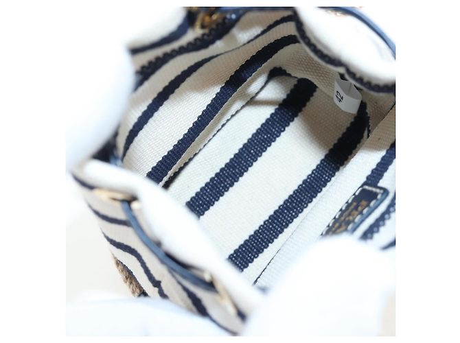PRADA Pochette a spalla con catena Canvas Navy Gold Auth LN217M D'oro Blu navy - vista 18