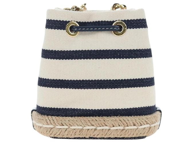 PRADA Pochette a spalla con catena Canvas Navy Gold Auth LN217M D'oro Blu navy - vista 3
