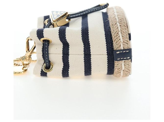 PRADA Pochette a spalla con catena Canvas Navy Gold Auth LN217M D'oro Blu navy - vista 4