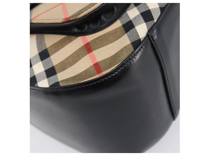 Sac à épaule Burberrys Nova Check Canvas Beige Silver Auth 207696A Argenté - vue 11