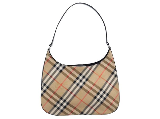 Sac à épaule Burberrys Nova Check Canvas Beige Silver Auth 207696A Argenté - vue 3