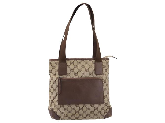 Borsa Tote GUCCI GG Canvas Beige Silver 28893 Auth 205452 Argento - vista 2