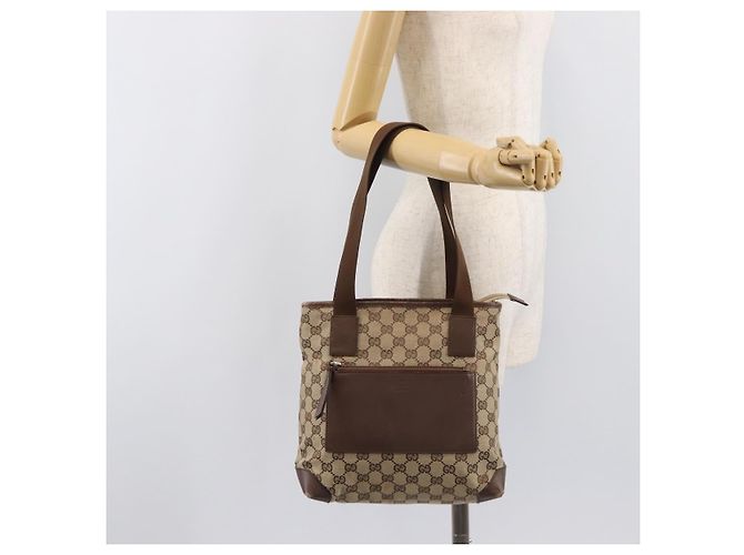 Borsa Tote GUCCI GG Canvas Beige Silver 28893 Auth 205452 Argento - vista 29