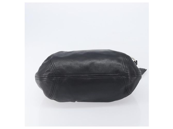 Bolsa de Ombro PRADA em Couro Preta Prata BR4519 Auth am12738V Preto - vista 10