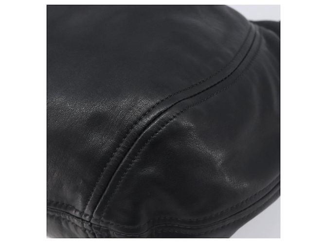 Bolsa de Ombro PRADA em Couro Preta Prata BR4519 Auth am12738V Preto - vista 11