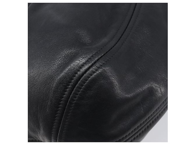 Bolsa de Ombro PRADA em Couro Preta Prata BR4519 Auth am12738V Preto - vista 13