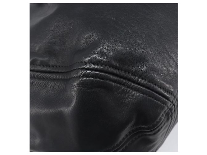 Bolsa de Ombro PRADA em Couro Preta Prata BR4519 Auth am12738V Preto - vista 14