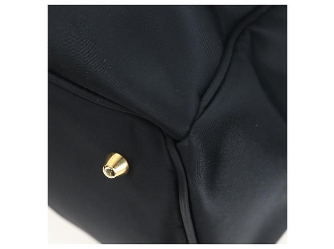 Burberrys Nova Check Boston Bag Nylon Schwarz Gold Auth am12695A Golden - Ansicht 14