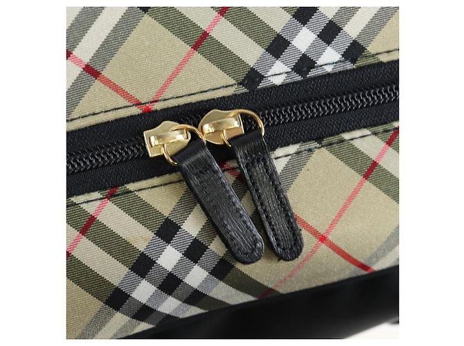 Burberrys Nova Check Boston Bag Nylon Schwarz Gold Auth am12695A Golden - Ansicht 16
