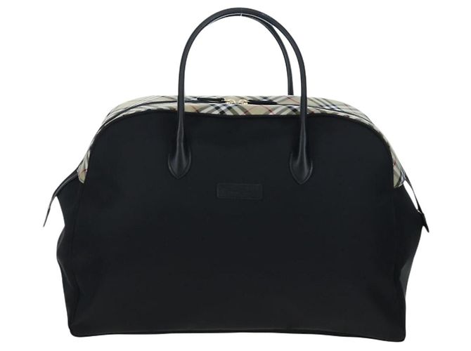 Burberrys Nova Check Boston Bag Nylon Schwarz Gold Auth am12695A Golden - Ansicht 2