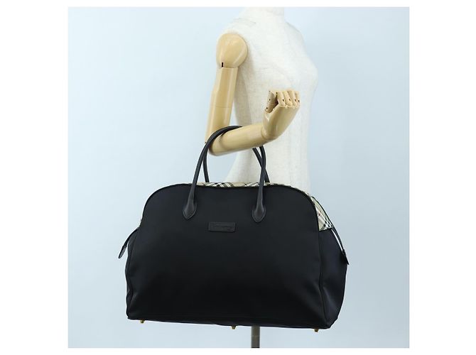 Burberrys Nova Check Boston Bag Nylon Schwarz Gold Auth am12695A Golden - Ansicht 23