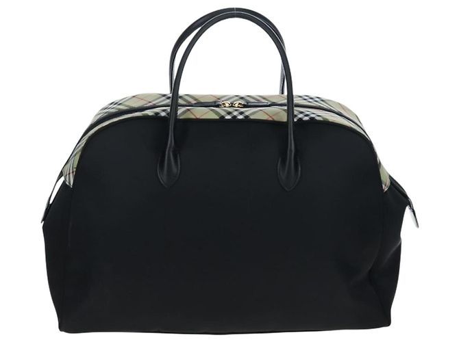 Burberrys Nova Check Boston Bag Nylon Schwarz Gold Auth am12695A Golden - Ansicht 3