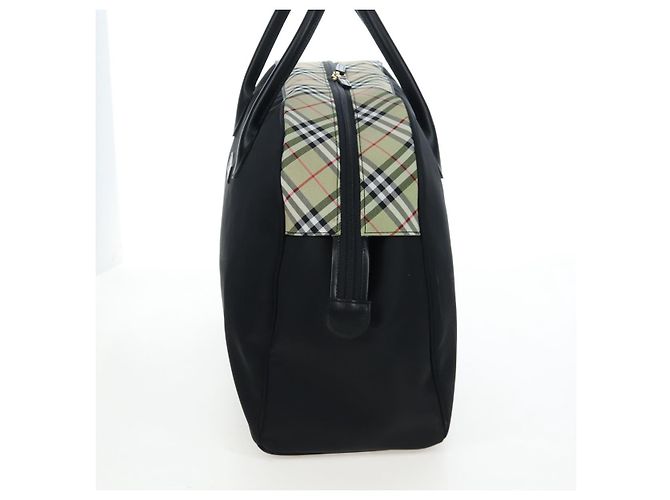 Burberrys Nova Check Boston Bag Nylon Schwarz Gold Auth am12695A Golden - Ansicht 4