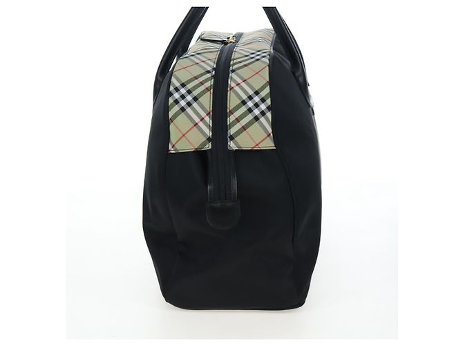 Burberrys Nova Check Boston Bag Nylon Schwarz Gold Auth am12695A Golden - Ansicht 5