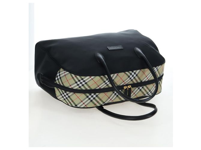 Burberrys Nova Check Boston Bag Nylon Schwarz Gold Auth am12695A Golden - Ansicht 6