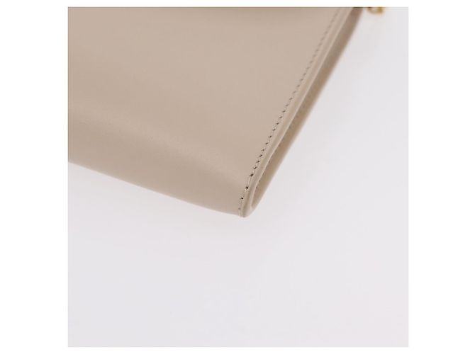 Christian Dior Dior Bobby Chain Shoulder Wallet Leather Beige Gold Auth LN085M - vista 11