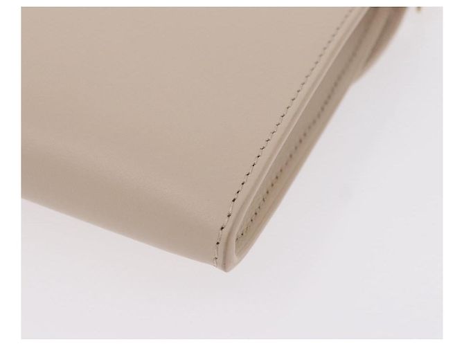 Christian Dior Dior Bobby Chain Shoulder Wallet Leather Beige Gold Auth LN085M - vista 13