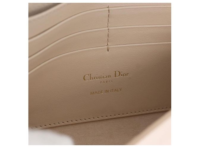 Christian Dior Dior Bobby Chain Shoulder Wallet Leather Beige Gold Auth LN085M - vista 17