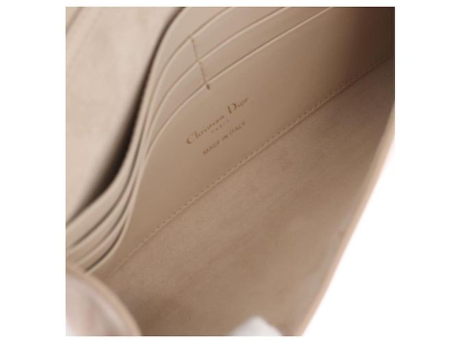 Christian Dior Dior Bobby Chain Shoulder Wallet Leather Beige Gold Auth LN085M - vista 18