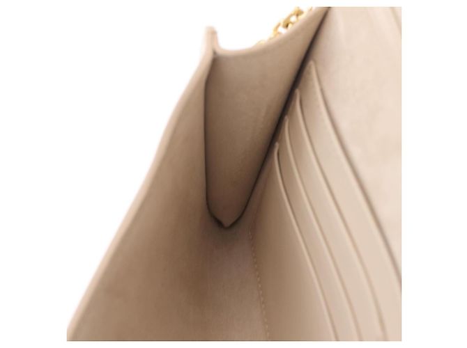 Christian Dior Dior Bobby Chain Shoulder Wallet Leather Beige Gold Auth LN085M - vista 20