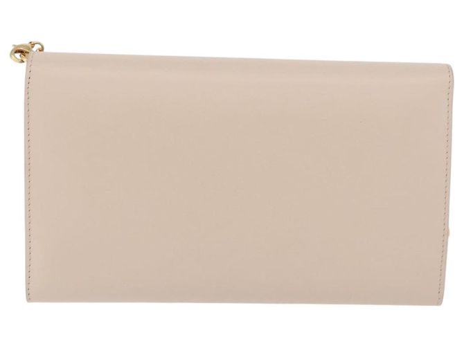 Christian Dior Dior Bobby Chain Shoulder Wallet Leather Beige Gold Auth LN085M - vista 3