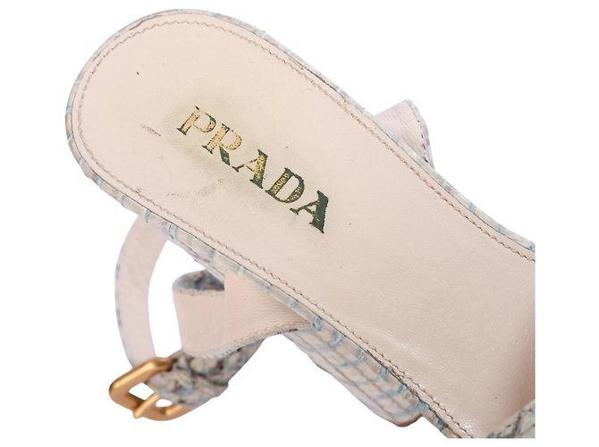 Prada Snakeskin Platform Ankle-Strap Sandals Black - view 5