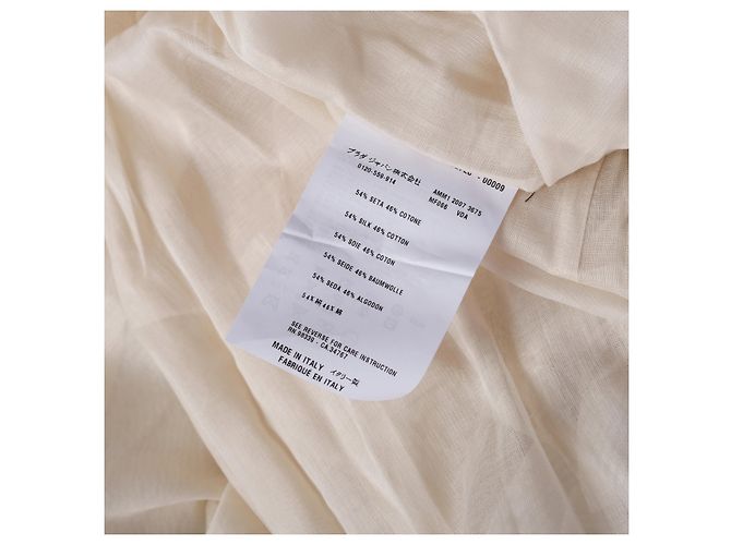 Vestido midi Miu Miu 2007 em seda e algodão com cintura smock Cru - vista 7