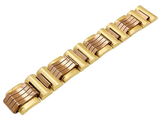 Autre Marque Bracciale "Tank", oro giallo e oro rosa. - vista 3
