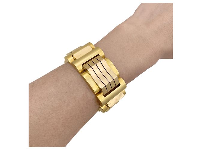 Autre Marque Bracciale "Tank", oro giallo e oro rosa. - vista 5
