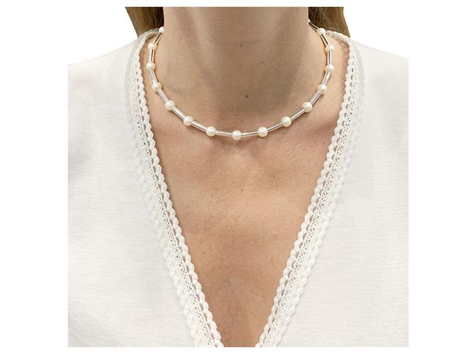 Collar Poiray "Fuseau", oro blanco, perlas. - vista 5