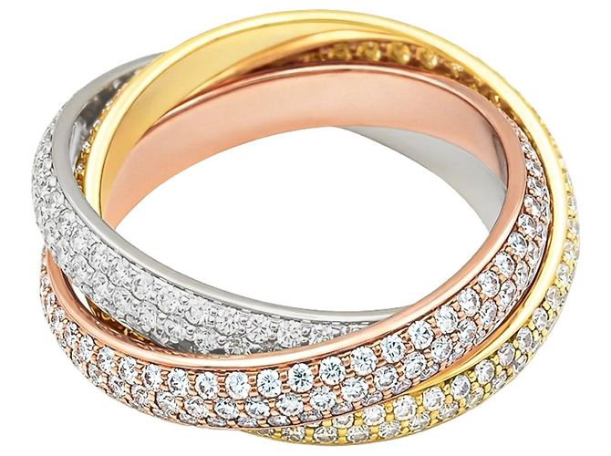 Anello Cartier, "Trinity", tre anelli in tre toni d'oro e diamanti. - vista 3