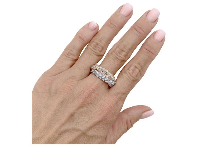Anello Cartier, "Trinity", tre anelli in tre toni d'oro e diamanti. - vista 5