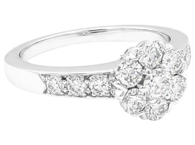 Anel Van Cleef & Arpels, "Fleurette", ouro branco e diamantes. - vista 2