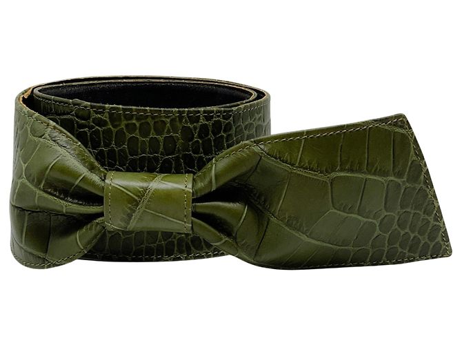 Cintura larga Marni in pelle goffrata verde - vista 2