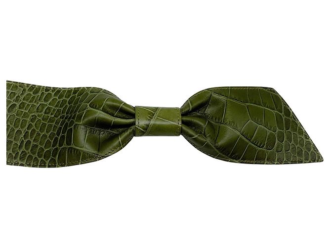 Cintura larga Marni in pelle goffrata verde - vista 3