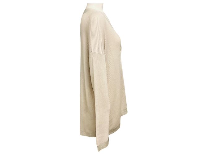 Fabiana Filippi Beige / Dune Strickjacke aus Bio-Baumwolle mit Schimmer-Effekt - Ansicht 2