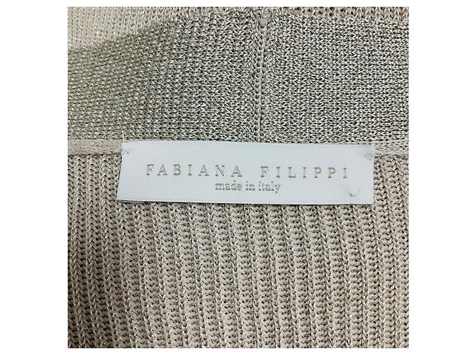 Fabiana Filippi Beige / Dune Strickjacke aus Bio-Baumwolle mit Schimmer-Effekt - Ansicht 4