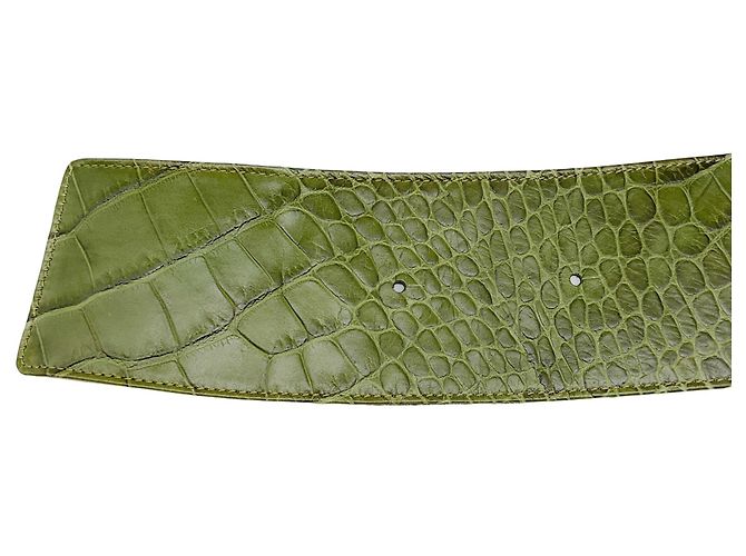 Cintura larga Marni in pelle goffrata verde - vista 4