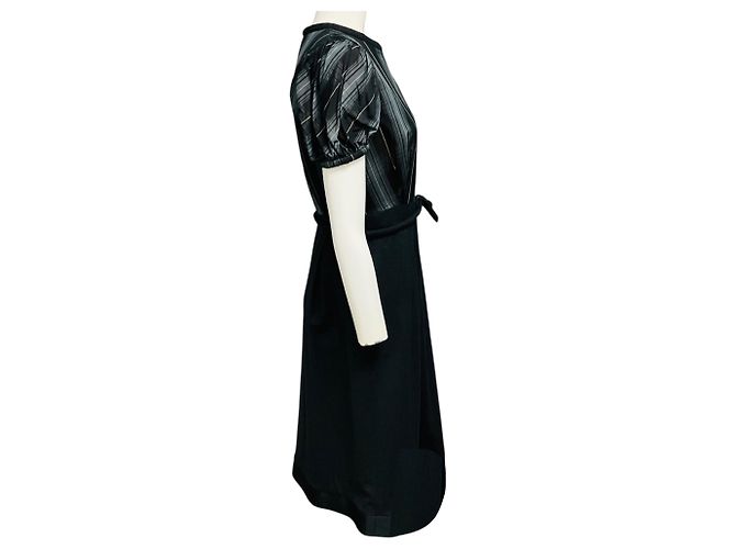 Dice Kayek Pink Label Midi-Kleid in Anthrazit mit buntem Karomuster und Schleifengürtel Grau - Ansicht 2