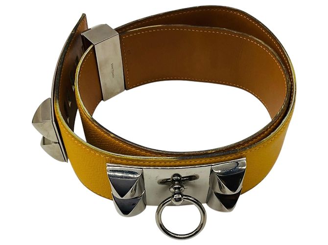 Hermès Cinto Hermes Yellow CDC Collier de Chien 70 em couro Epsom com ferragens em paládio Amarelo - vista 2
