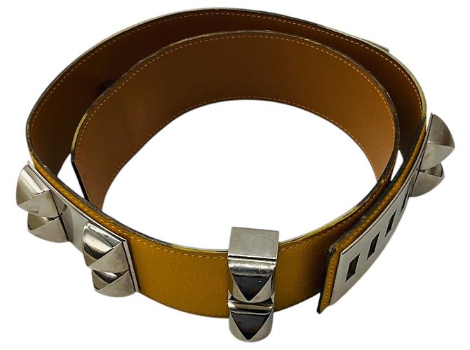 Hermès Cinto Hermes Yellow CDC Collier de Chien 70 em couro Epsom com ferragens em paládio Amarelo - vista 4