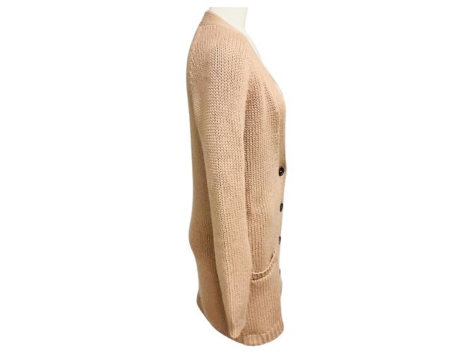 Brunello Cucinelli Cardigã de cashmere tan com botões frontais Camelo - vista 2