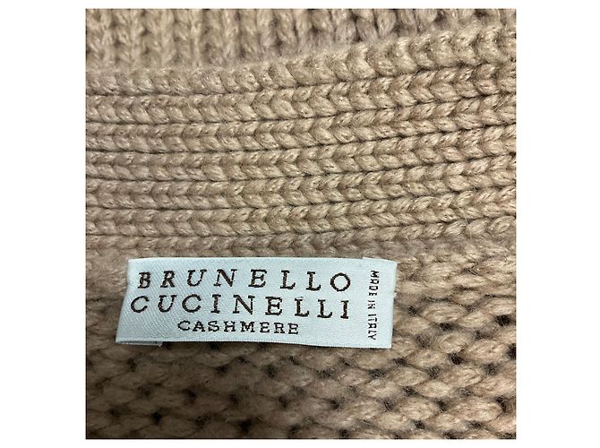 Brunello Cucinelli Cardigã de cashmere tan com botões frontais Camelo - vista 4