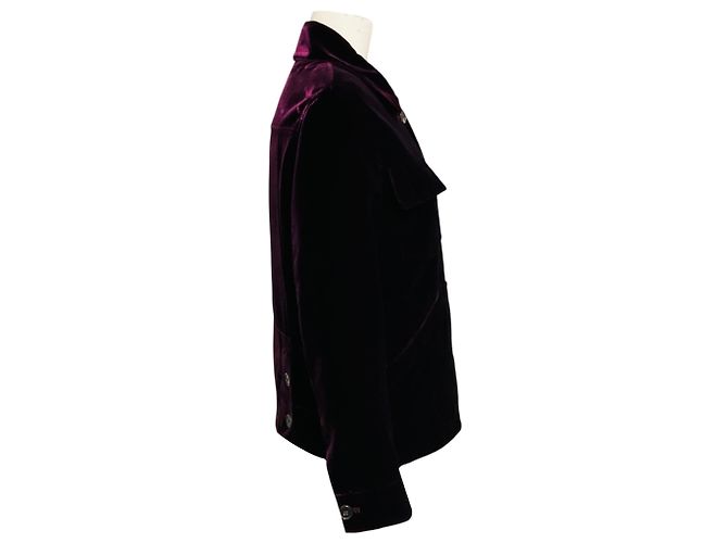 Tom Ford Samtjacke in Dunkellila / Pflaume mit Knopfleiste - Ansicht 2