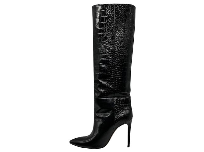 Paris Texas Black Embossed Leather High Heeled Tall Boots - view 3