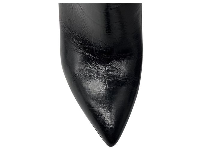 Paris Texas Black Embossed Leather High Heeled Tall Boots - view 5