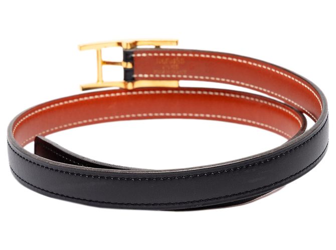 Hermès Quentin Wendelgürtel aus schwarzem Box Calf Leder - Ansicht 3