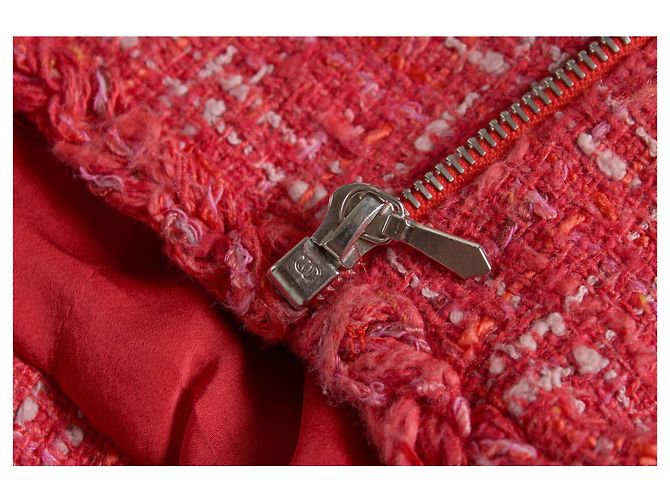 Chanel, Giacca biker in tweed rossa Rosso - vista 7